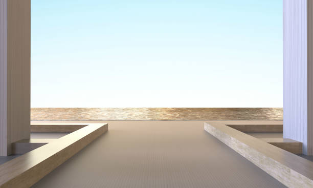 istock Modern simple Beach lounge and chair minimal Open space 653905510