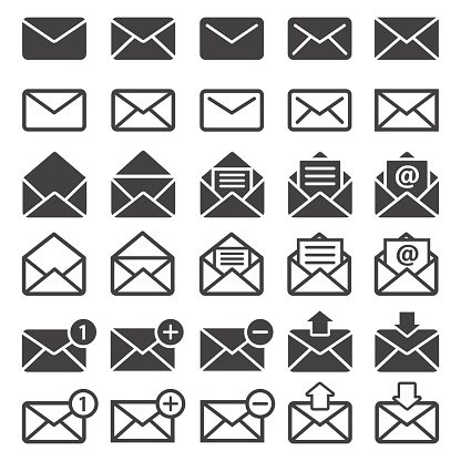 e-mail, mail or sms icons vector set