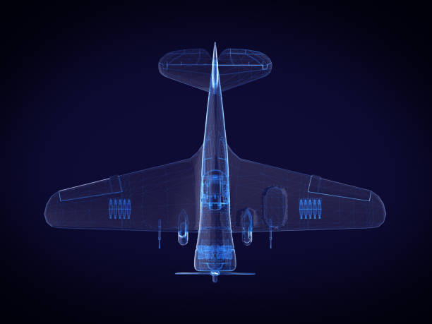 istock blue x-ray Aircraft on a dark background.3D rendering 653908970
