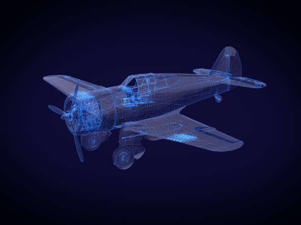 istock blue x-ray Aircraft on a dark background.3D rendering 653910552
