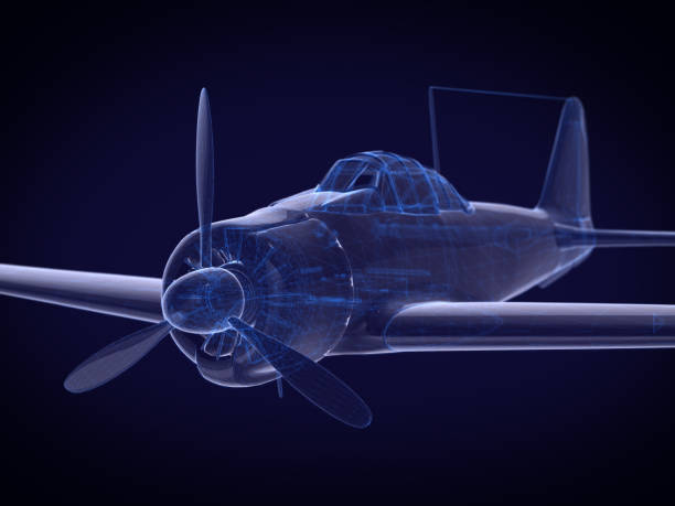 istock blue x-ray Aircraft on a dark background.3D rendering 653911046