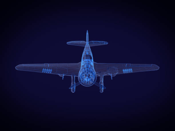 istock blue x-ray Aircraft on a dark background.3D rendering 653913346