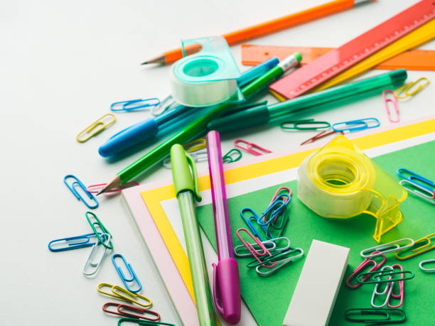 istock Stationery colorful school writing tools accessories pens 653916684