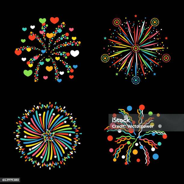 Firework Shape Vector Firework Different Shapes Colorful Festive Vector Stock Illustration ...