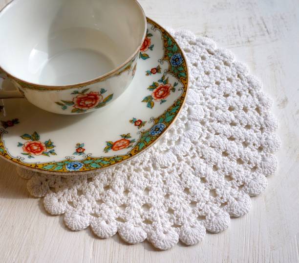 istock Vintage Tea cup and Doily 653921634