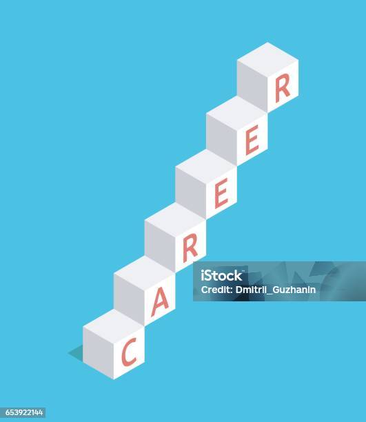 Career Ladder Of Cubes Stock Illustration - Download Image Now - Ladder of Success, Achievement, Aspirations