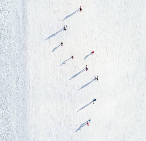 istock Aerial view of skiers 653926324