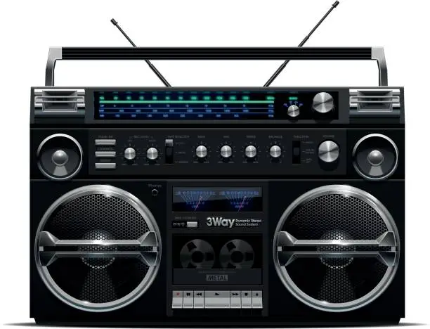 Vector illustration of Silver and Black Boombox