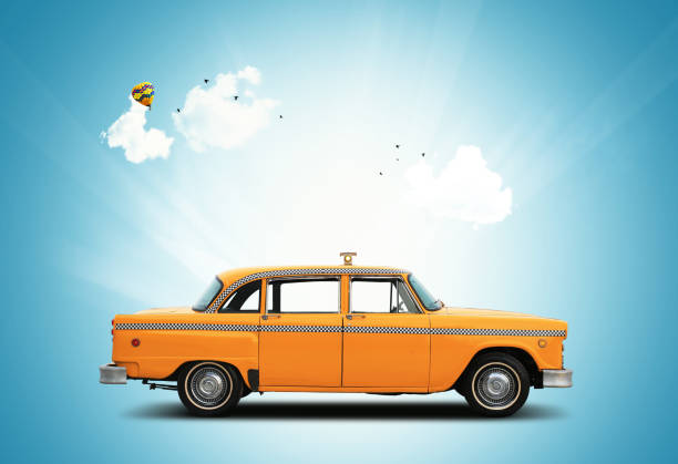 istock Taxi, retro car 653928606
