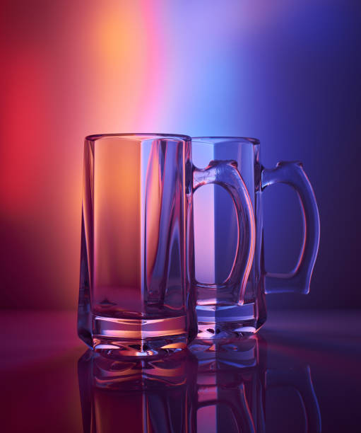 Still life. Glass wineglass of beer. Illumination through colored filters