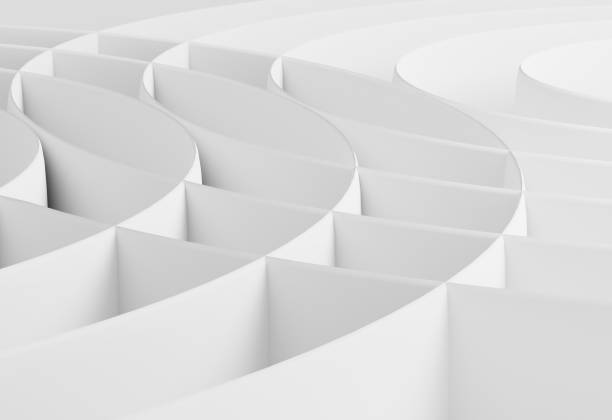 istock Abstract white curved border lines background with wavy intersecting lines 3d illustration 653930104