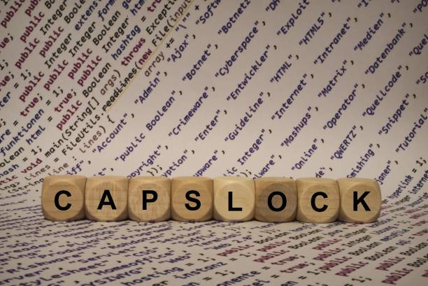 istock capslock - cube with letters and words from the computer, software, internet categories, wooden cubes 653930300