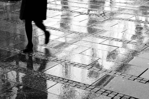 istock Rainy day in city pedestrian zone 653931164