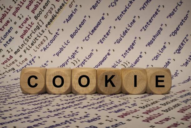 istock cookie - cube with letters and words from the computer, software, internet categories, wooden cubes 653931382