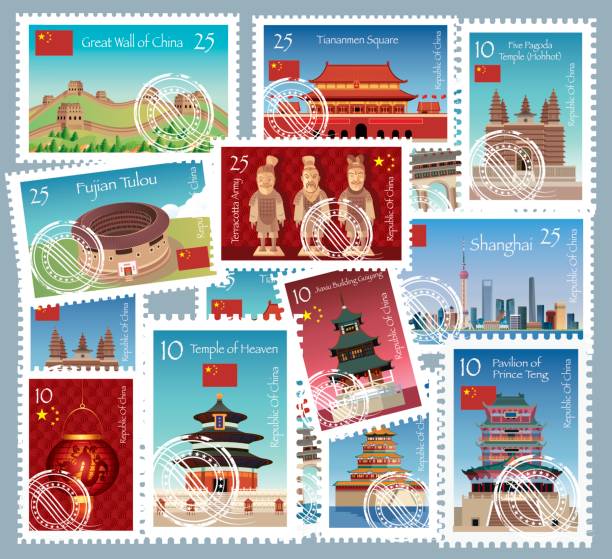 中国郵便 - china great wall of china wall beijing点のイラスト素材／クリップアート素材／マンガ素材／アイコン素材