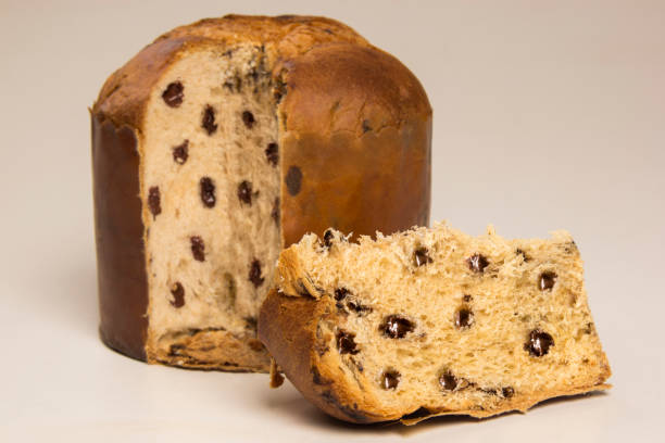 Sweet panettone, typical Italian dessert for Christmas and Easter. stock photo