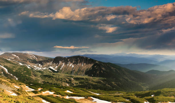 istock Beautiful landscape in the mountains at sunset. 653946290