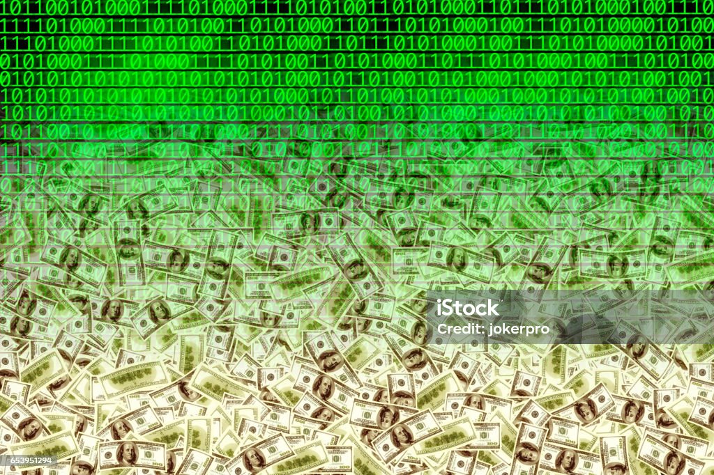 Dollar Bills On Binary Code Background Stock Photo - Download Image Now ...
