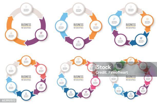 Ilustración de Infografías Negocios Flechas Circulares Con Pasos 38 Opciones Gráficos Vectoriales y más Vectores Libres de Derechos de Círculo