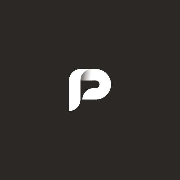 p логотип хипстер письмо черно-белая монограмма, просто перекрывающихся минималистский стиль ленты творческой бизнес-карты первоначально� - letter p stock illustrations