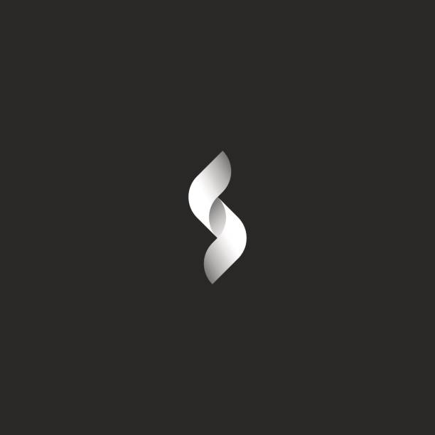 Letter S logo mockup, monogram black and white ribbons intertwined with a smooth rounded lines, feminine geometric shapes initials for emblem business cards Letter S logo mockup, monogram black and white ribbons intertwined with a smooth rounded lines, feminine geometric shapes initials for emblem business cards intertwined letters stock illustrations