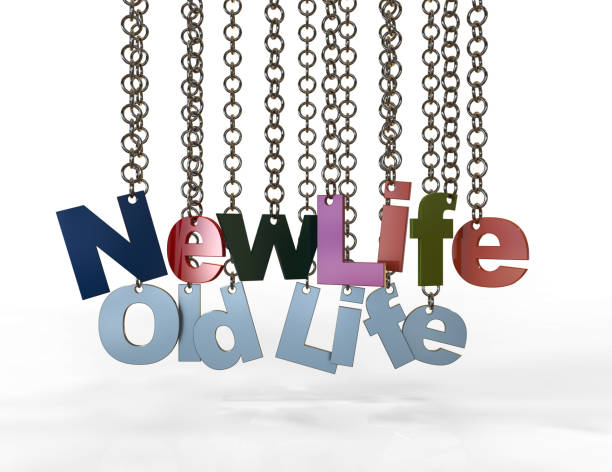 istock New life Old Life words hanging on chain 653953614