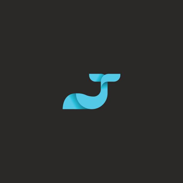 istock Whale  blue gradient design element mockup, simple silhouette mammal sea animal icon idea 653953850