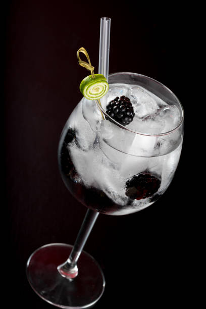 istock tall wine glass Gin and tonic cocktail drink 653966256
