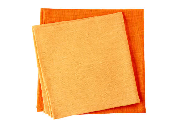 istock Two colorful textile napkins on white 653972370