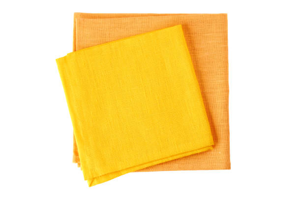 istock Two colorful textile napkins on white 653972458