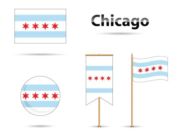 Vector illustration of Chicago flag