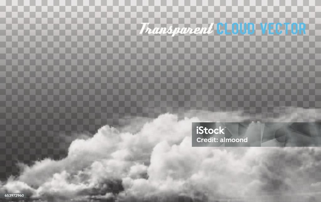 Smoke vector on transparent background. Cloud - Sky stock vector