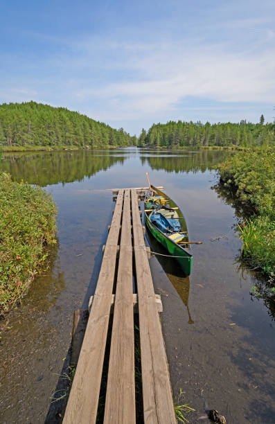 荒野のカヌー ドック - boundary waters canoe area ストックフォトと画像