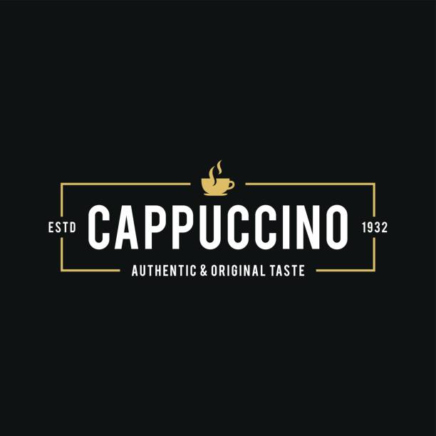 ilustrações, clipart, desenhos animados e ícones de grãos de café logotipo, copa, em estilo retro. ilustração vetorial - cappuccino