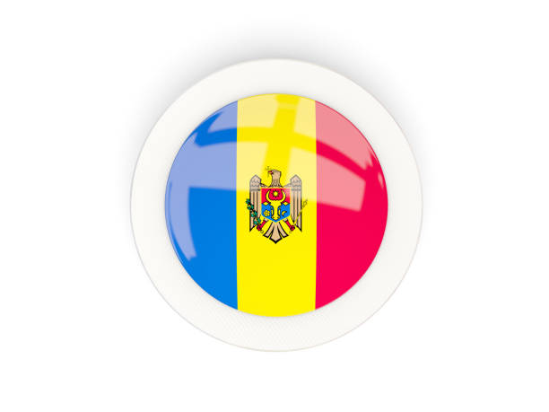 Round flag of moldova with carbon frame Round flag of moldova with carbon frame. 3D illustration moldovan flag stock illustrations