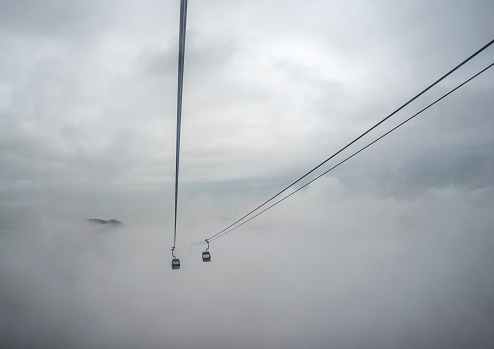 Cable car in the fog