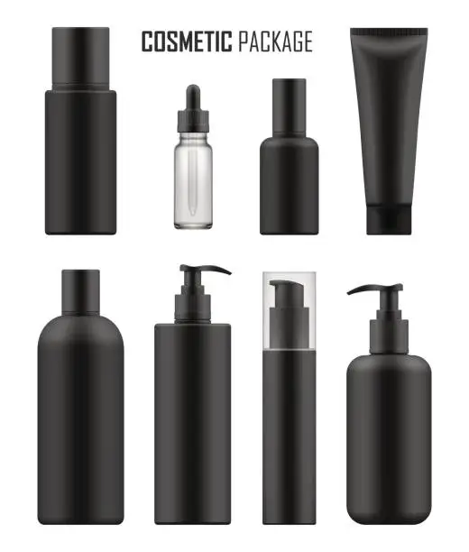Vector illustration of Black packages for luxury cosmetic
