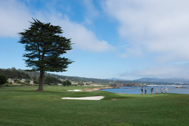 campo de golf de pebble beach - pebble beach california california golf carmel california fotografías e imágenes de stock