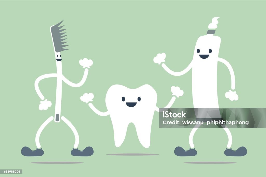 Tooth Friend Dental Cartoon Vector Teeth Best Friend Stock Illustration - Download ...