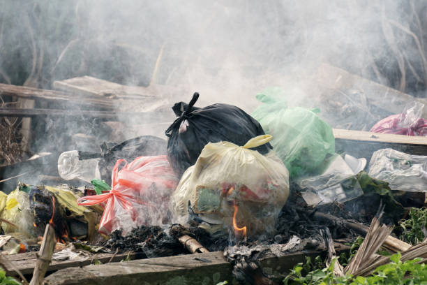 plastic waste and rubbish stock photo