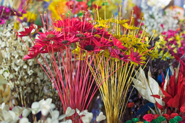 istock Artificial flowers, handicraft items on display , Kolkata 653991012