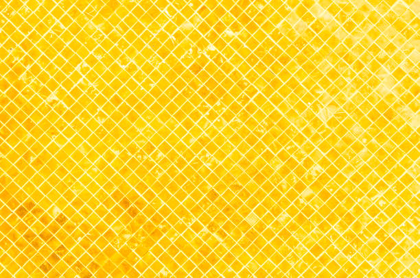 yellow mosaic tiles texture with white filling