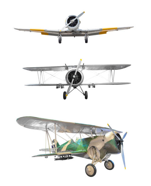 istock Old fighter plane collection isolated on white background 654007186