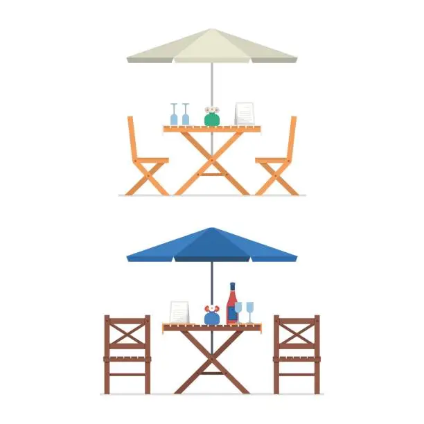 Vector illustration of Outdoor Table and Chairs