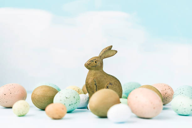 istock Easter still life with bunny and eggs in pastel colors 654019640