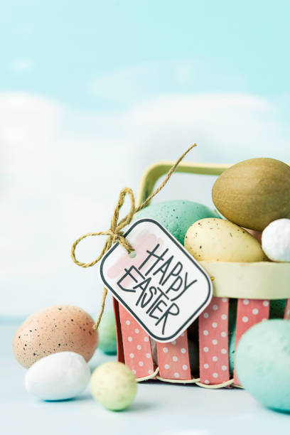 istock Easter still life with eggs in pastel colors 654019666