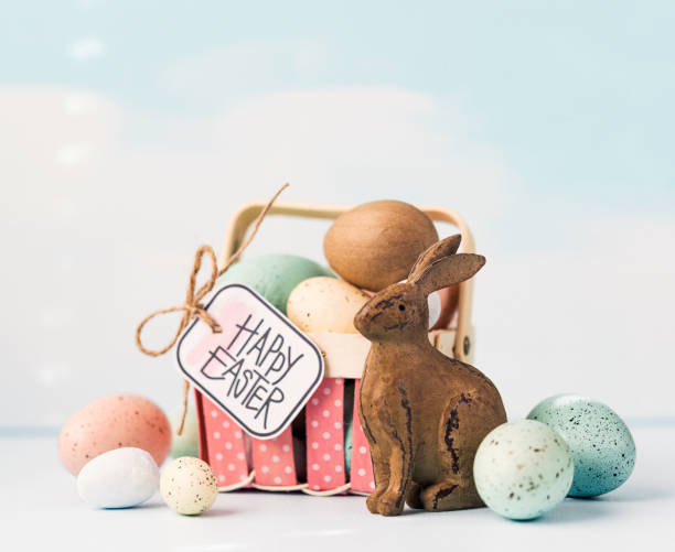 istock Easter still life with bunny and hand written message 654019928
