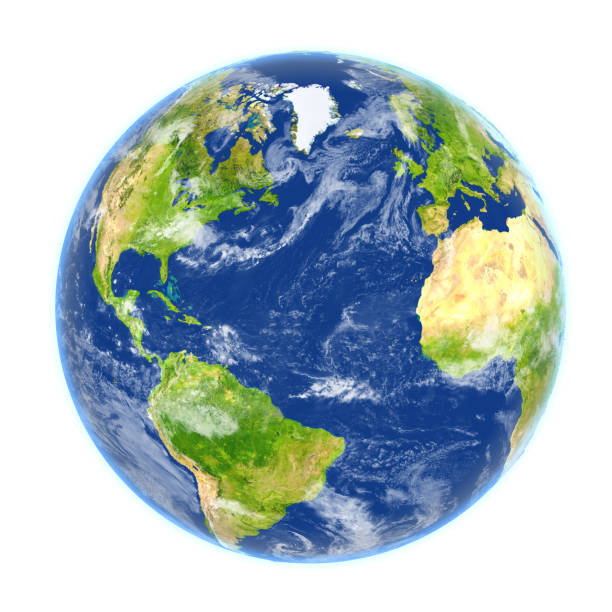 Northern Hemisphere on Earth isolated on white Northern Hemisphere on planet Earth. 3D illustration with detailed planet surface isolated on white background. 3D model of planet created and rendered in Cheetah3D software, 11 Mar 2017. Some layers of planet surface use textures furnished by NASA, Blue Marble collection: http://visibleearth.nasa.gov/view_cat.php?categoryID=1484 globe stock pictures, royalty-free photos & images