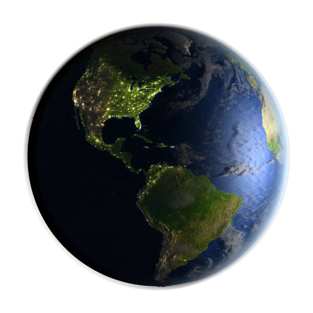 istock Americas on Earth at night isolated on white 654027890