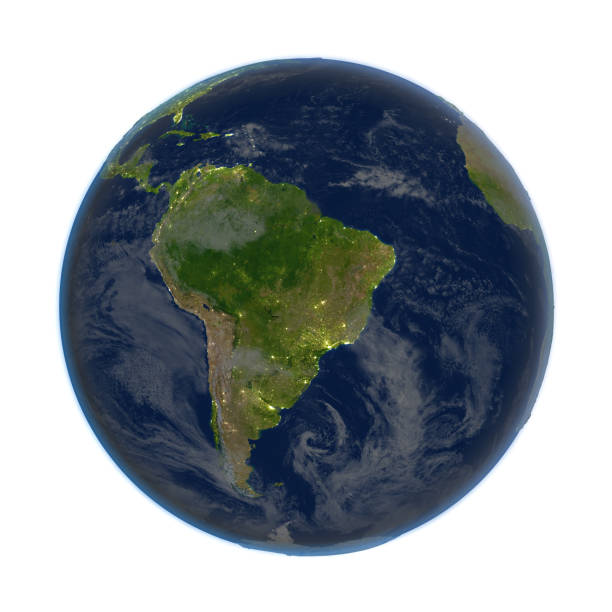 istock South America on Earth at night isolated on white 654027916